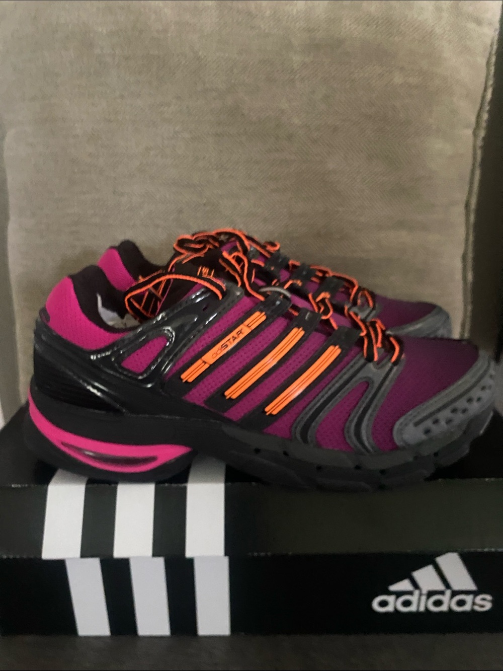 adidas Women's Purple and Pink Trail Sneakers with Orange Accents